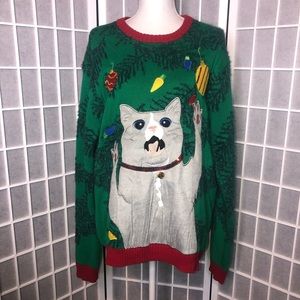 33 Degrees Ugly Tacky Christmas Sweater party Cat